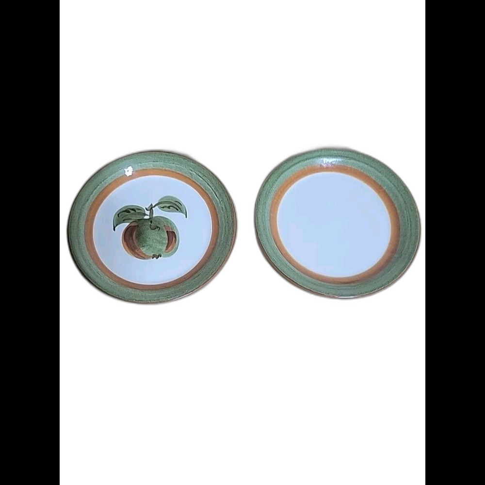 Stangl Pottery 2 Saucer Snack Plates‎ Hand Painted Apple 6" Diameter Pair